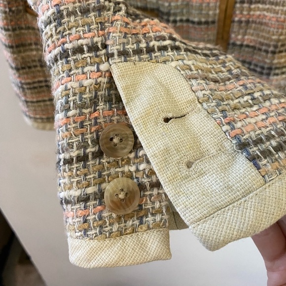 Coldwater Creek Tan Pastel Tweed Zip Front Blazer - Picture 7 of 8